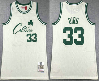 Men's Boston Celtics #33 Larry Bird Cream Team Logo Throwback Swingman Jersey