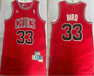 Men's Boston Celtics #33 Larry Bird Red Hardwood Classics Soul Swingman Stitched Throwback Jersey 01