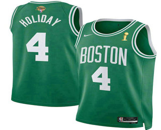 Men's Boston Celtics #4 Jrue Holiday Green 2024 Finals Champions Icon Edition Stitched Jersey