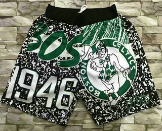 Men's Boston Celtics Green Big Face Mitchell Ness Hardwood Classics Soul Swingman Throwback Shorts