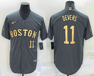 Men's Boston Red Sox #11 Rafael Devers Number Grey 2022 All Star Stitched Cool Base Nike Jersey