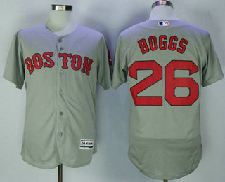 Men's Boston Red Sox #26 Wade Boggs Retired Gray Road Stitched MLB 2016 Majestic Flex Base Jersey