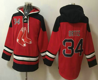 Men's Boston Red Sox #34 David Ortiz Red Ageless Must Have Lace Up Pullover Hoodie
