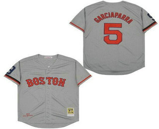 Men's Boston Red Sox #5 Nomar Garciaparra Gray 2002 Throwback Jersey