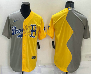 Men's Boston Red Sox Blank Grey Yellow Split Cool Base Stitched Jersey