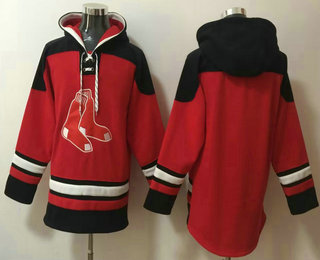 Men's Boston Red Sox Blank Red Ageless Must Have Lace Up Pullover Hoodie