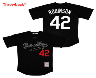 Men's Brooklyn Dodgers #42 Jackie Robinson Black Stitched MLB Cool Base Jersey