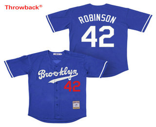 Men's Brooklyn Dodgers #42 Jackie Robinson Blue Stitched MLB Cool Base Jersey