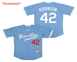 Men's Brooklyn Dodgers #42 Jackie Robinson Light Blue Stitched MLB Cool Base Jersey