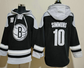 Men's Brooklyn Nets #10 Ben Simmons Black Ageless Must Have Lace Up Pullover Hoodie