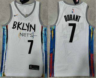 Men's Brooklyn Nets #7 Kevin Durant 2022 White City Edition Stitched Jersey