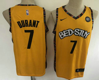 Men's Brooklyn Nets #7 Kevin Durant NEW Yellow 2021 City Edition NBA Swingman Jersey