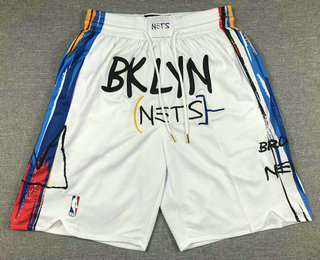 Men's Brooklyn Nets 2022 White City Edition Stitched Shorts