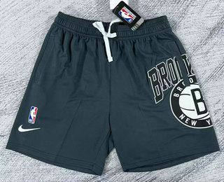 Men's Brooklyn Nets Grey Big LOGO Stitched Swingman Nike Shorts