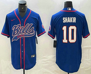 Men's Buffalo Bills #10 Khalil Shakir With Patch Cool Base Stitched Baseball Jersey