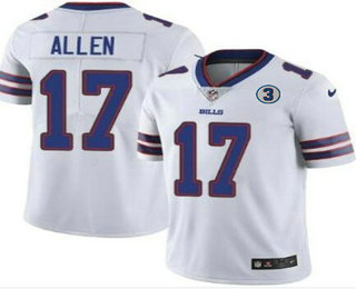 Men's Buffalo Bills #17 Josh Allen White With 3 Patch Vapor Untouchable Limited Stitched Jersey