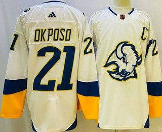 Men's Buffalo Sabres #21 Kyle Okposo White 2022 Reverse Retro Authentic Jersey