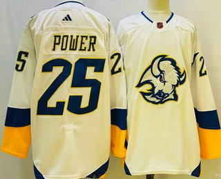 Men's Buffalo Sabres #25 Owen Power White 2022 Reverse Retro Authentic Jersey