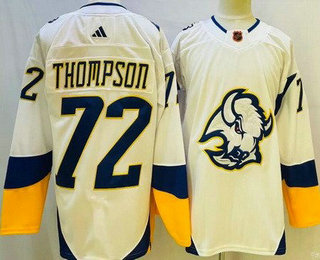 Men's Buffalo Sabres #72 Tage Thompson White 2022 Reverse Retro Authentic Jersey