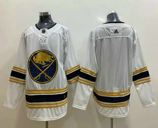 Men's Buffalo Sabres Blank White With Gold 50th Anniversary Adidas Stitched NHL Jersey