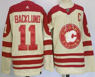 Men's Calgary Flames #11 Mikael Backlund Cream 2023 Heritage Classic Authentic Jersey