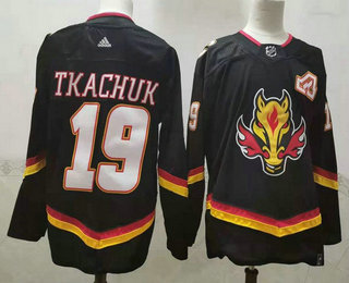 Men's Calgary Flames #19 Matthew Tkachuk Black 2021 Retro Stitched NHL Jersey