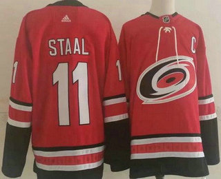 Men's Carolina Hurricanes #11 Jordan Staal Red Authentic Jersey