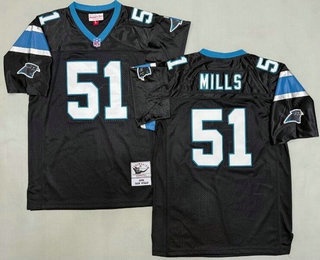 Men's Carolina Panthers #51 Sam Mills Black 1996 Throwback Jersey