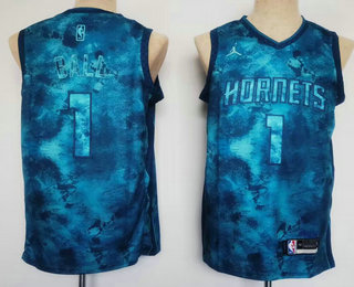 Men's Charlotte Hornets #1 Lamelo Ball 2023 Blue Swingman Stitched Jersey