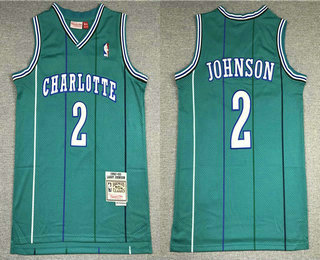 Men's Charlotte Hornets #2 Larry Johnson 1992-93 Blue Hardwood Classics Soul Swingman Throwback Jersey