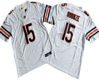 Men's Chicago Bears #15 Rome Odunze Limited White FUSE Vapor Jersey