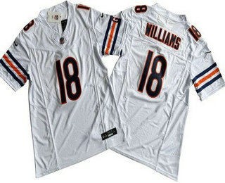 Men's Chicago Bears #18 Caleb Williams Limited White FUSE Vapor Jersey