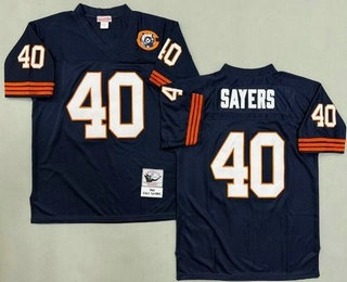 Men's Chicago Bears #40 Gale Sayers Navy Bear Patch 1969 Throwback Jersey