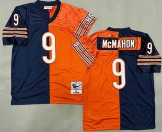 Men's Chicago Bears #9 Jim McMahon Navy Orange Split Throwback Jersey