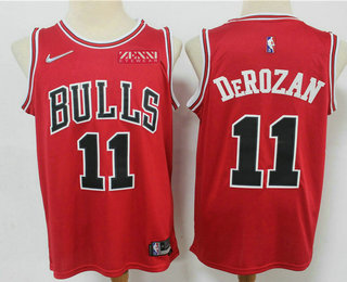 Men's Chicago Bulls #11 DeMar DeRozan Red Nike 75th Anniversary Diamond 2021 Stitched Jersey With Sponsor