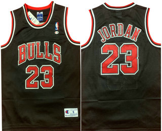 Men's Chicago Bulls #23 Michael Jordan Black Hardwood Classics Swingman Throwback Jersey 01