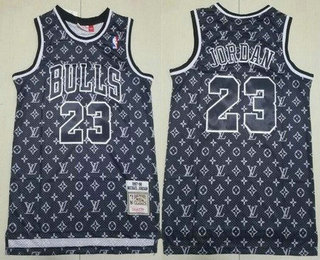 Men's Chicago Bulls #23 Michael Jordan Black Throwback Swingman Jersey