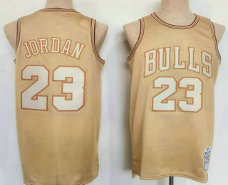 Men's Chicago Bulls #23 Michael Jordan Gold 1984 Throwback Swingman Jersey