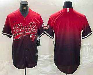 Men's Chicago Bulls Blank Red Black Stitched Baseball Jersey