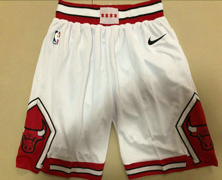 Men's Chicago Bulls White 2019 Nike Swingman Stitched NBA Shorts