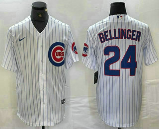 Men's Chicago Cubs #24 Cody Bellinger White Stitched Cool Base Nike Jersey