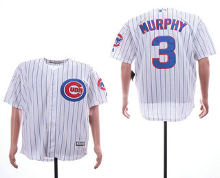 Men's Chicago Cubs #3 Daniel Murphy White Home Stitched MLB Cool Base Jersey