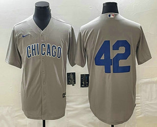 Men's Chicago Cubs #42 Bruce Sutter Gray Stitched Cool Base Nike Jersey