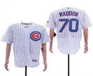 Men's Chicago Cubs Coach #70 Joe Maddon White Home Cool Base Baseball Jersey
