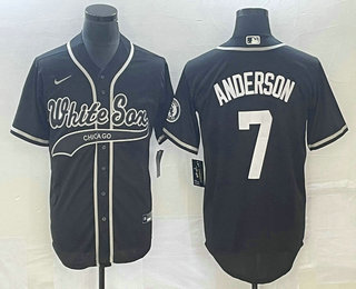 Men's Chicago White Sox #7 Tim Anderson Black Cool Base Stitched Baseball Jersey 02