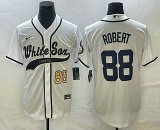 Men's Chicago White Sox #88 Luis Robert Number White Cool Base Stitched Baseball Jersey 01