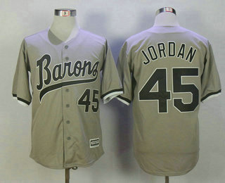 Men's Chicago White Sox Birmingham Barons #45 Michael Jordan Gray Stitched Majestic Baseball Jersey