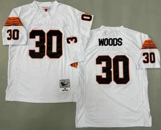 Men's Cincinnati Bengals #30 Ickey Woods White 1988 Throwback Jersey