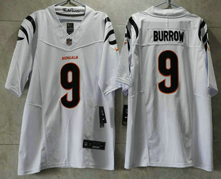 Men's Cincinnati Bengals #9 Joe Burrow White 2023 FUSE Vapor Untouchable Limited Stitched Jersey