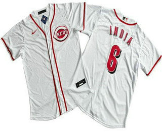 Men's Cincinnati Reds #6 Jonathan India White Cool Base Jersey